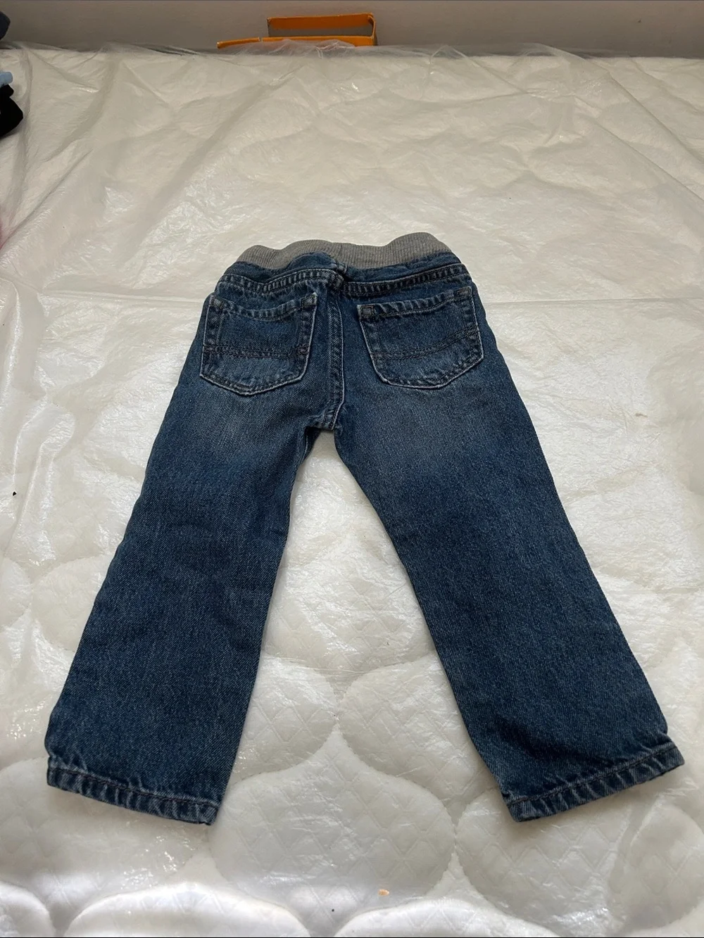 The Children's Place Dark Blue Denim Jeans with Gray Knit Waistband
